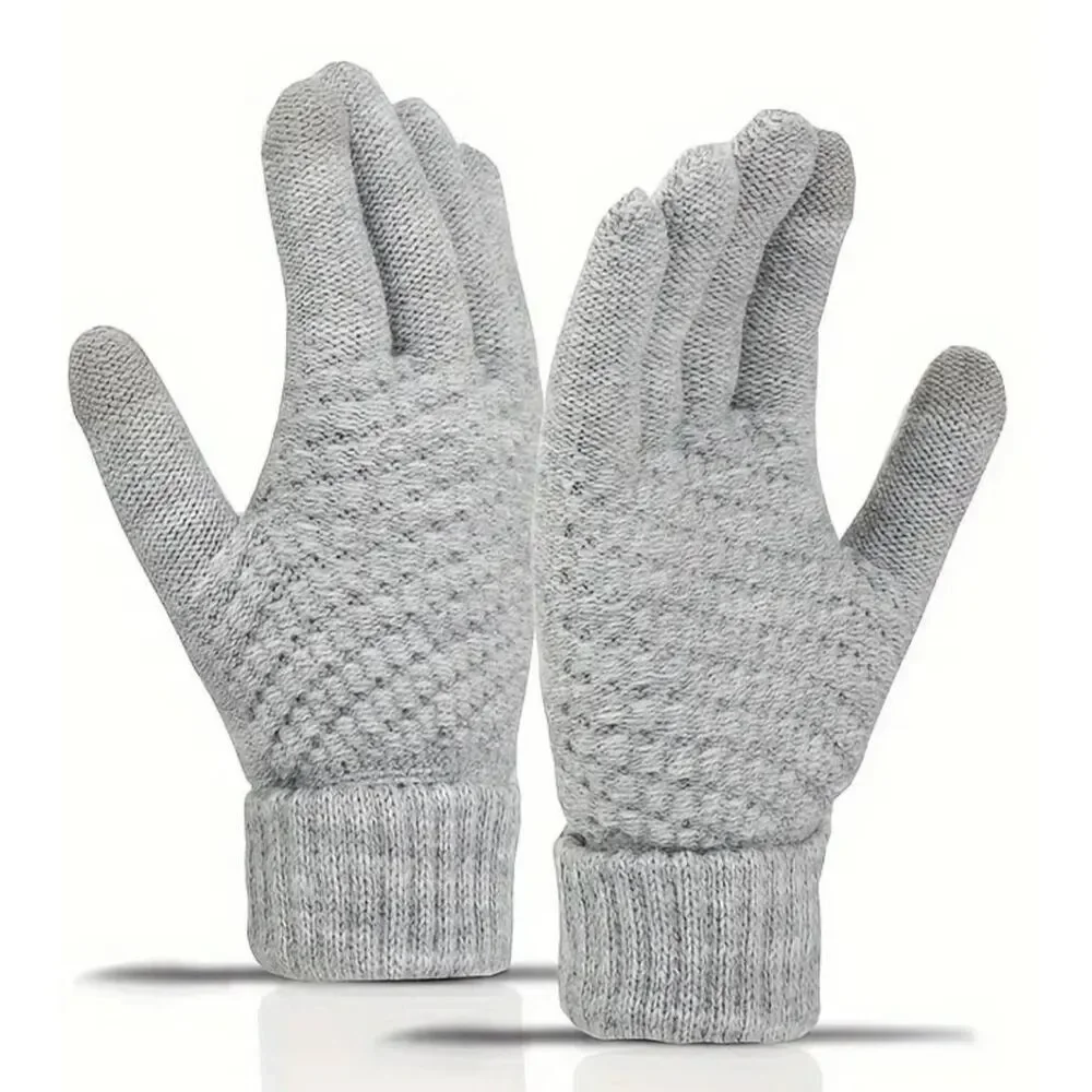 Ladies Fashionable Stylish Grey Knit Gloves